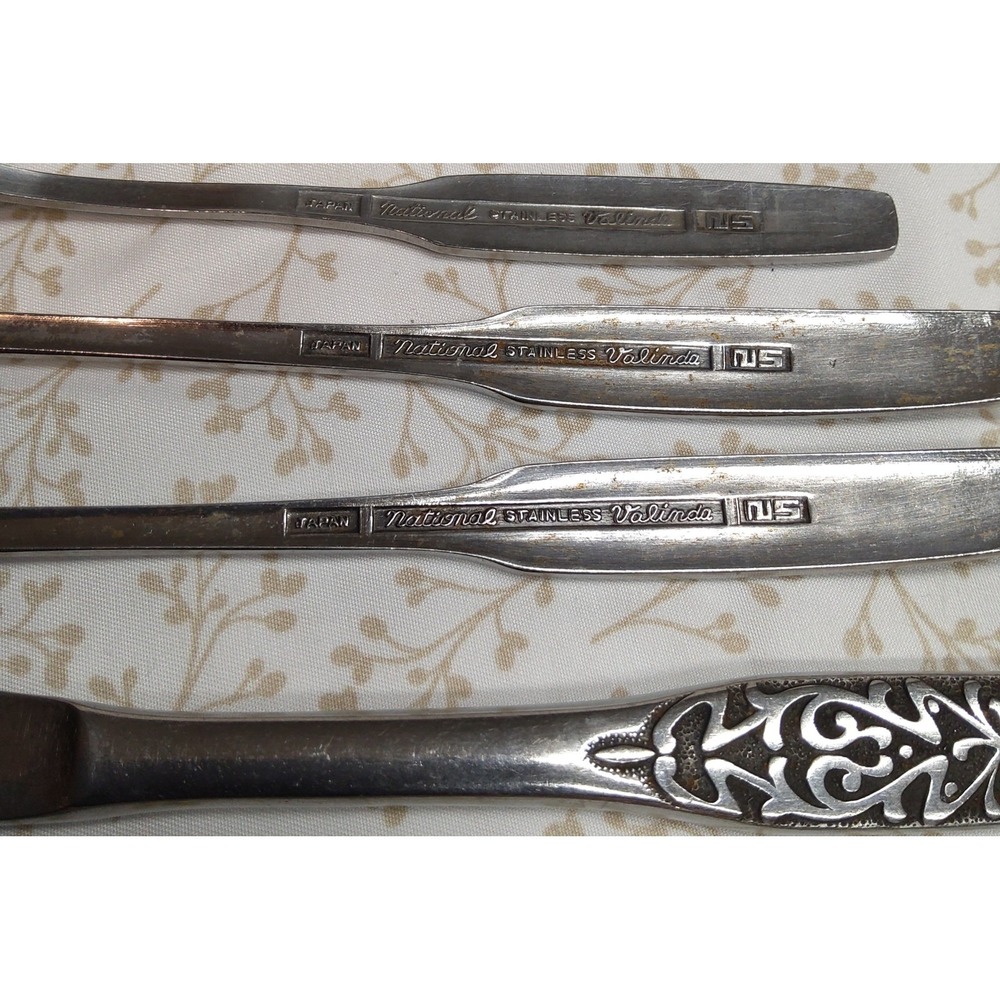 VINTAGE National Silver VALINDA Stainless Silverware 3 Knives/1 Spoon/1 Teaspoon - Picture 3 of 6